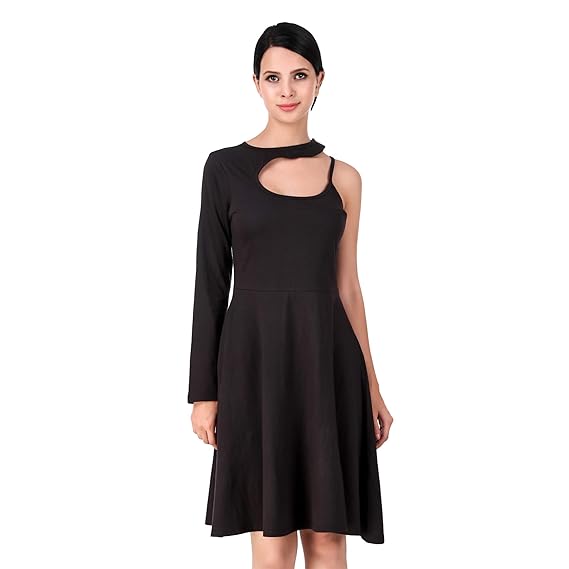 black cotton skater dress