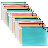 15 Pcs A4 Size Zipper File Bags 5 Colors Waterproof PVC Bag Use for Business Document Organizer and Office Stationery Storage