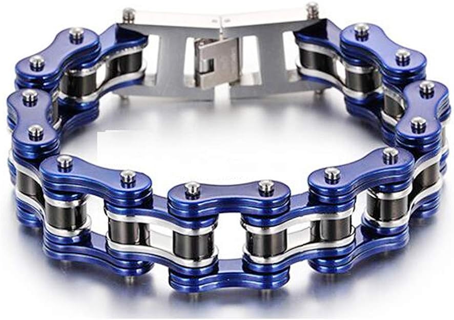 Qiaonitu Stainless Steel Mens Bracelet Bike Biker Chain