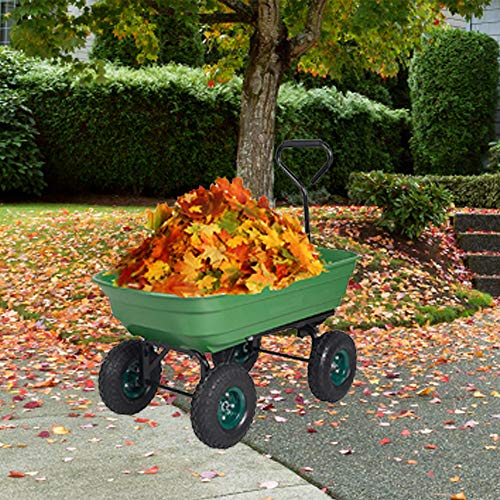 LUCKYERMORE Garden Dump Utility Wagon Cart-550 LB Weight Capacity Multifunctional Wheelbarrow Sturdy Plastic Yard Lawn Cart for Wood and Cargo Carrier
