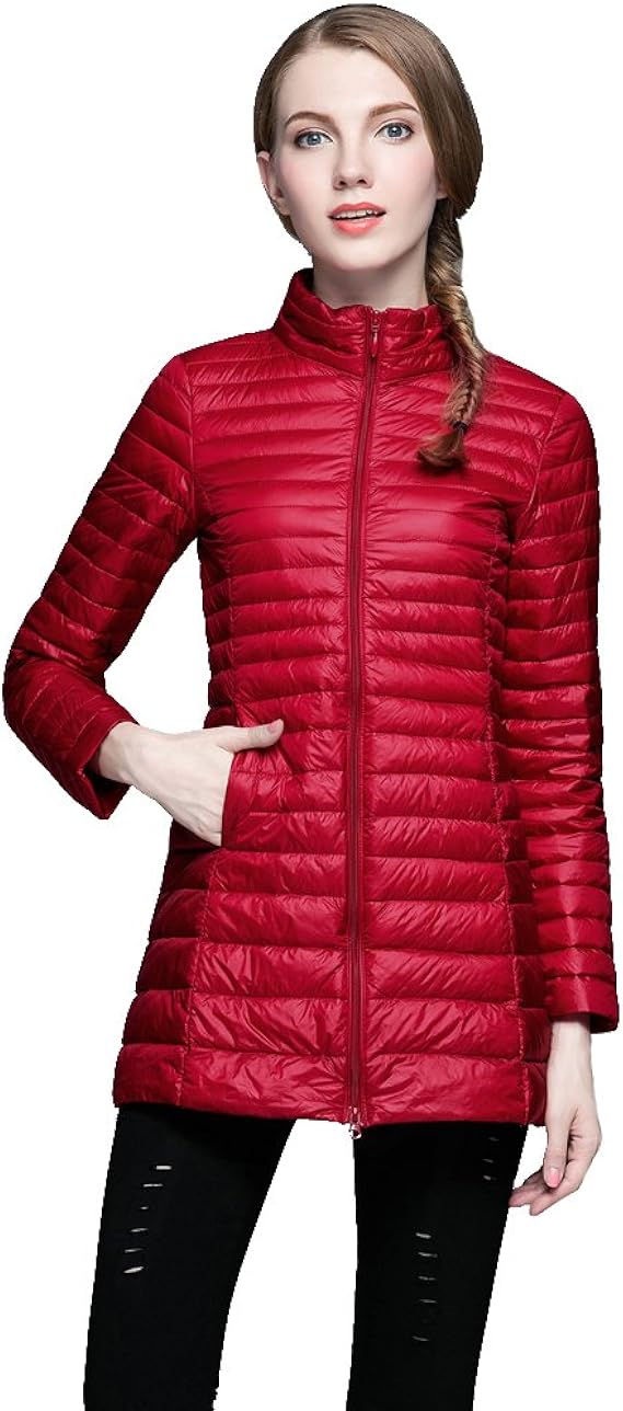 Women's Ultra Lightweight Long Down Jacket Puffer Coat Amazon.co.uk