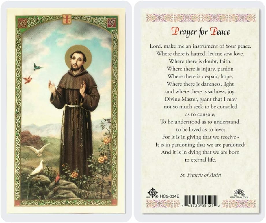 St Francis - Prayer for Peace Holy Card (HC9-034E) - Laminated