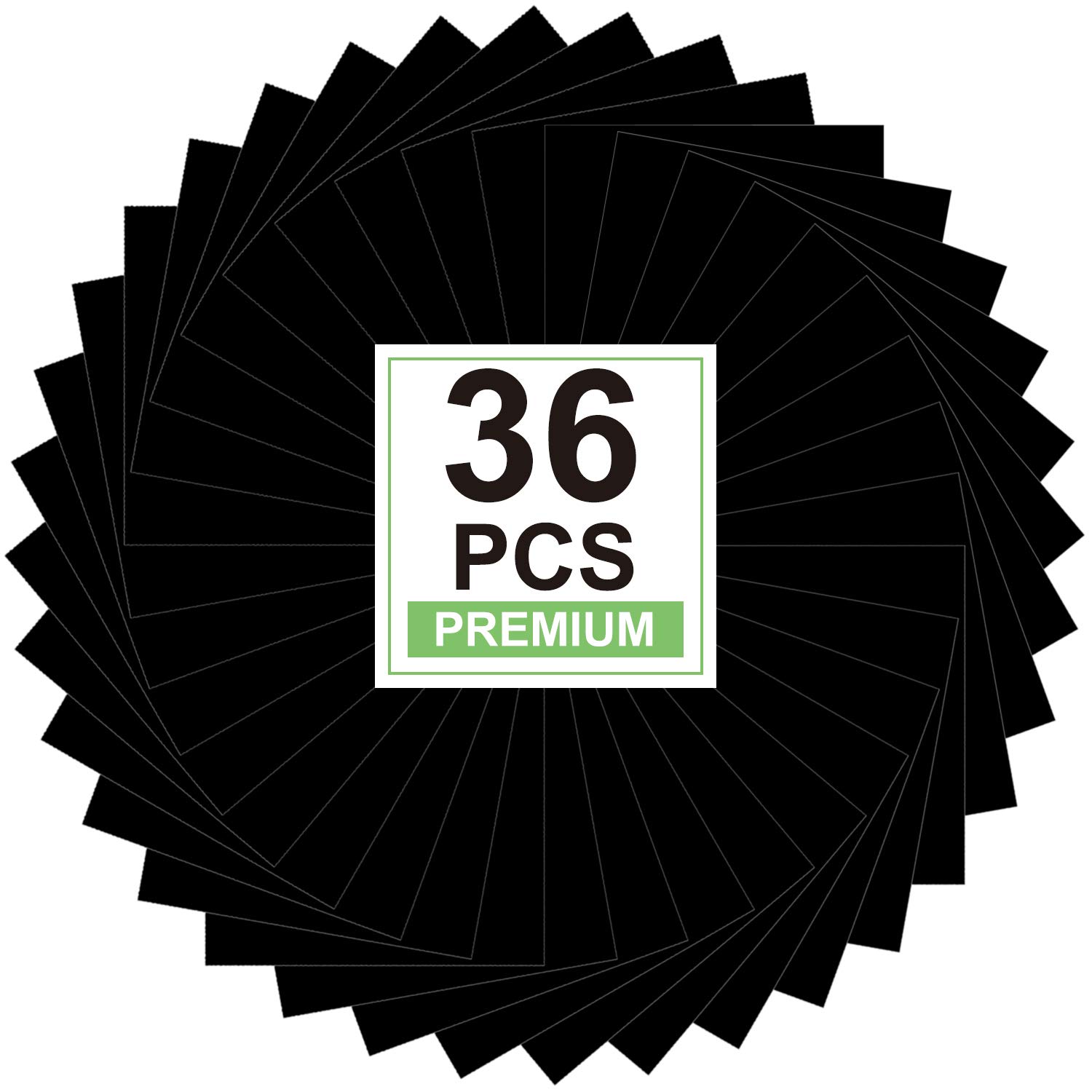 Black Heat Transfer Vinyl for T- Shirts- 36 Sheets, 12"x10" HTV Iron On Vinyl for Various Cutting Machines