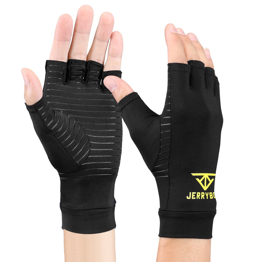 Jerrybox Arthritis Gloves Fingerless Copper Gloves Compression Medical