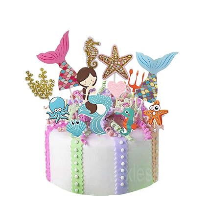 Mermaid Theme Fairytale Cake Cupcake Toppers Mermaid Tail Starfish