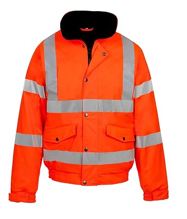 Kentex Online Herren Warnjacke, hohe Sichtbarkeit, Bomberjacke, gepolstert, Winterjacke, versteckte Kapuze, alle Größen S bis