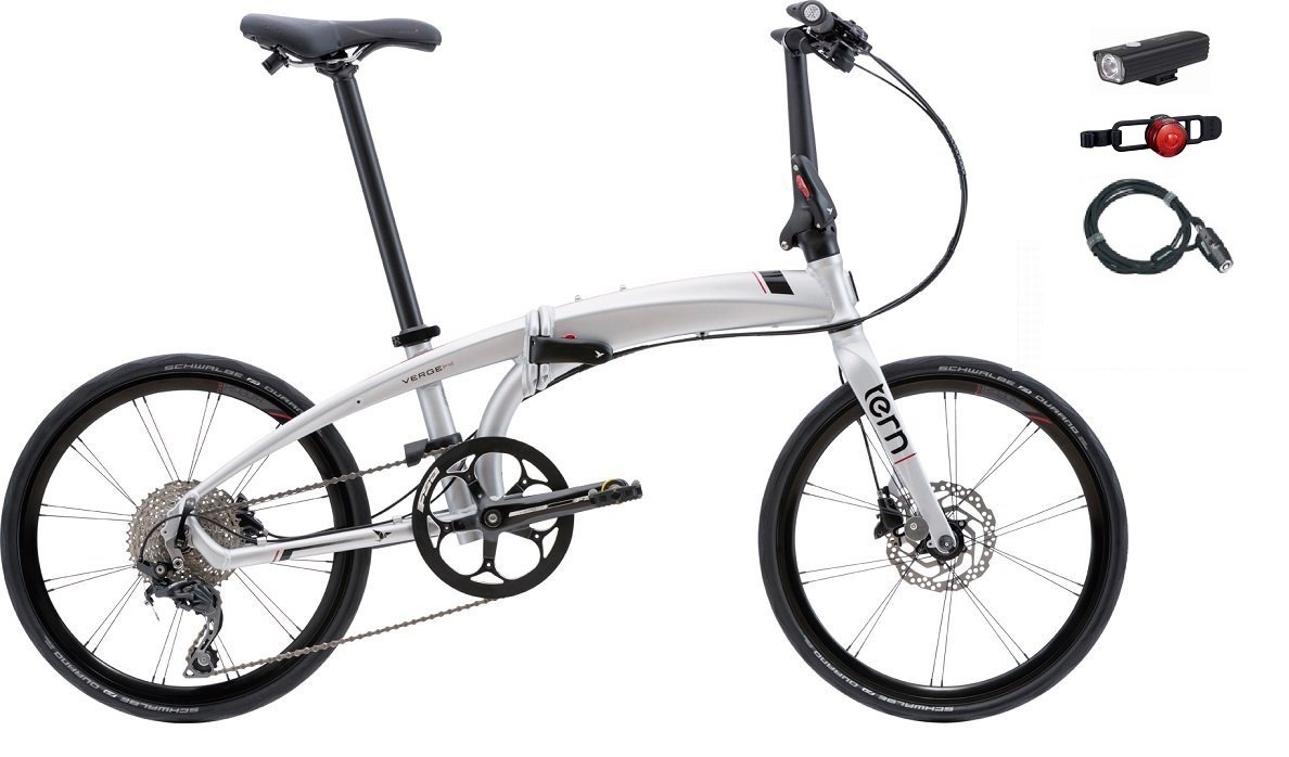 コンビニ受取対応商品 17 18年継続モデル Tern ターン Verge P10 インチ折り畳み自転車 フロントライト テールライト ロングワイヤー錠 B01m4rup5xマットシルバー ブラック 魅了 Celebration Fl Us