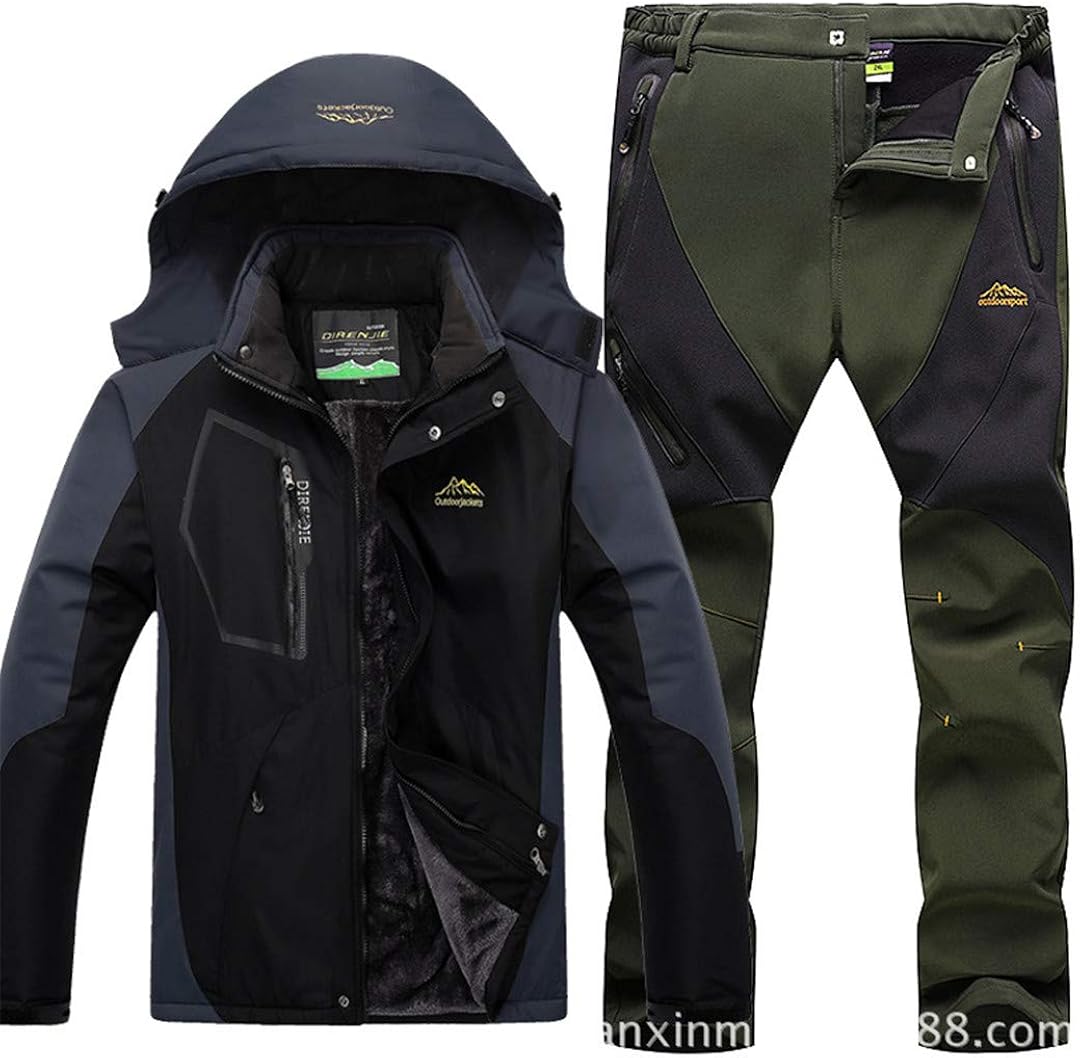 Men Winter Waterproof Fleece Warm Outdoor Suit Fishing Hiking Windproof