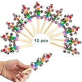 ATROPOS 12 Pcs Rainbow Handle Wooden Bells,Vivid