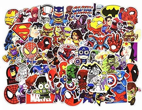 Aiwanto SuperHero and Random Style Stickers for Snowboard Car Styling Sleigh Box Luggage Fridge Laptop Toy Vinyl Decal Home Decor Cool Stickers (100 Pcs) (Super Hero)