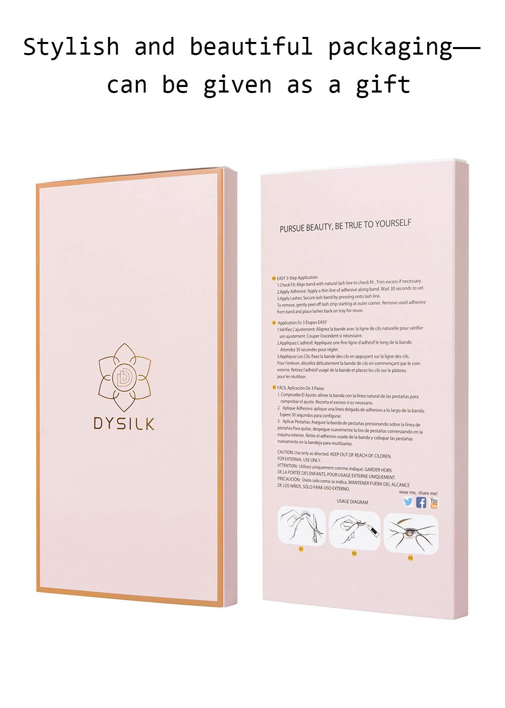 DYSILK 3D Eyelashes Dramatic Look False Eyelashes Extension Makeup Long Handmade Fake Eyelashes Fluffy Soft Reusable Black 5 Pairs