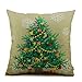 HOMAR Christmas Tree Print Pattern Decorative Throw Pillow Covers - Cotton Linen Pillowcases Cushion Cover Zipped Pillow Case Protector Standard Size 18 x 18 Perfect for Couch Sofa Chairs