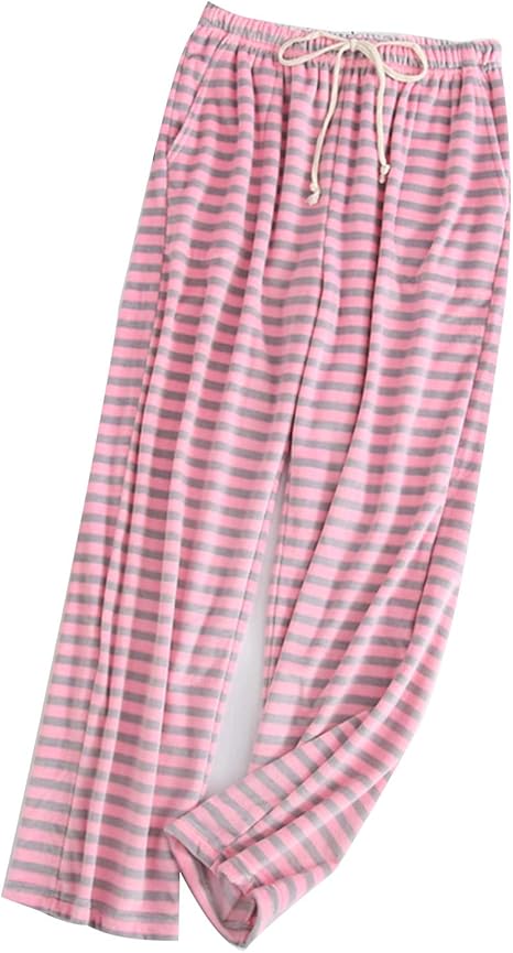 Amazon La Miu パジャマパンツ ルームウェア フランネル モコモコ 裏起毛 ストライプ 大きいサイズ パジャマ レディース 冬 防寒 保温 柔らか ふわもこ 長パンツ ロングパンツ 部屋着 スウェットパンツ 寝巻き 春秋冬 可愛い プレゼント パジャマ ルームウェア