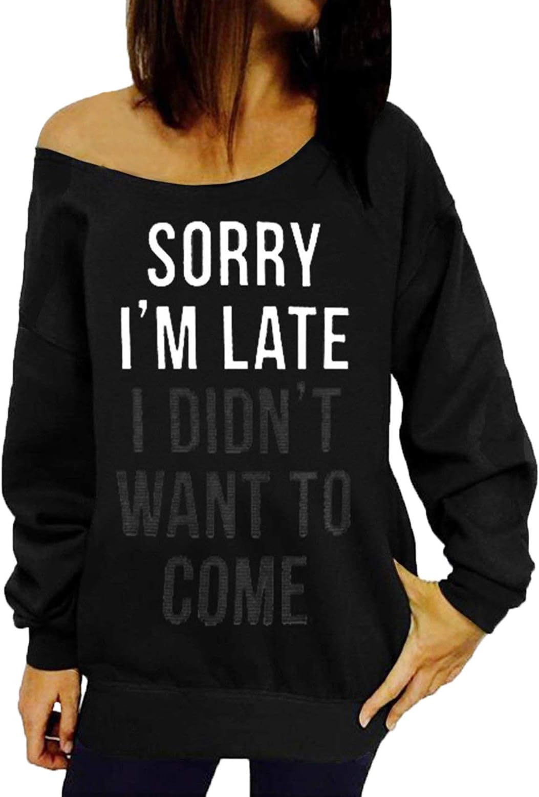 GSVIBK Womens Long Sleeve Off Shoulder Sweatshirts Soft Pullover Tops Slouchy Sweatshirt Casual Solid Shirt