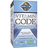 Garden of Life Multivitamin for Men - Vitamin Code 50 & Wiser Men's Raw Whole Food Vitamin Supplement with Probiotics, Vegetarian, 240 Capsules