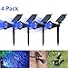T-SUN Blue Solar Spotlights, Solar Lights Outdoor Waterproof, Auto ON/Off Adjustable Solar Garden Pond Lights for Tree, Patio, Yard, Garden, Driveway, Stairs, Pool Area (Blue- 4 Pack)