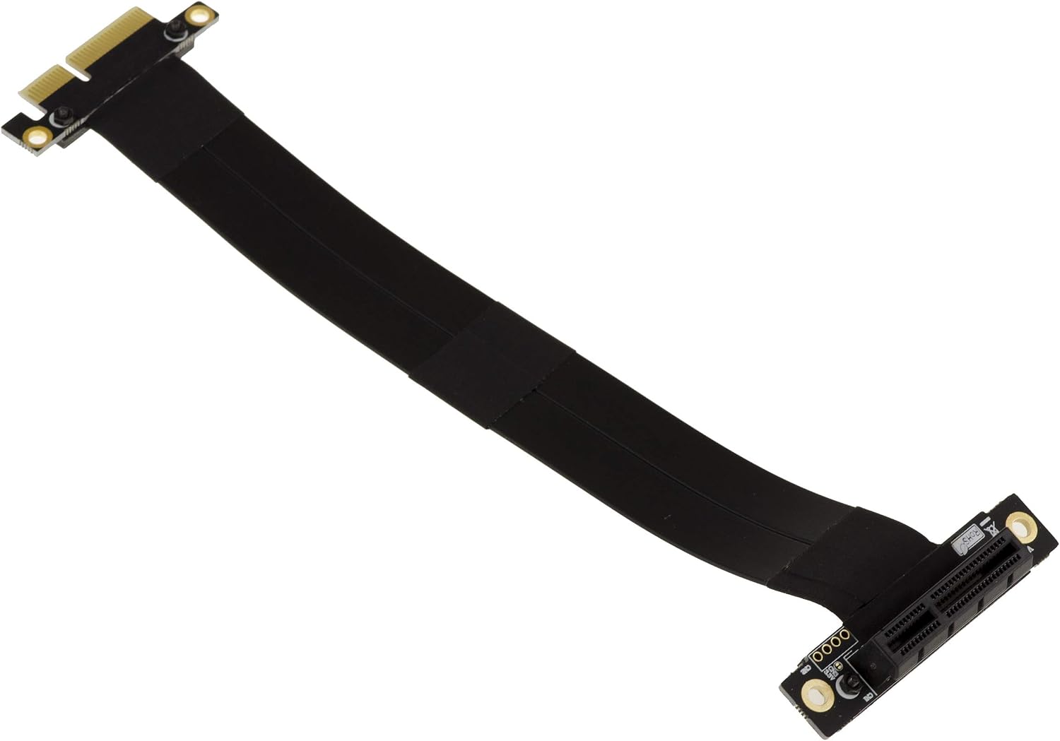 KALEA-INFORMATIQUE Expansion riser for PCI Express x4 port to PCIe x4 port with PCIe 3.0 compatible flexible shielded ribbon cable. Total length 23cm