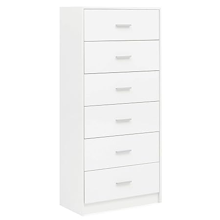FineBuy Design Sideboard FB52332 Weiß Hochglanz 60x130x30 cm Anrichte Holz Modern | Schmale Schubladenkommode Esszimmer | Kle