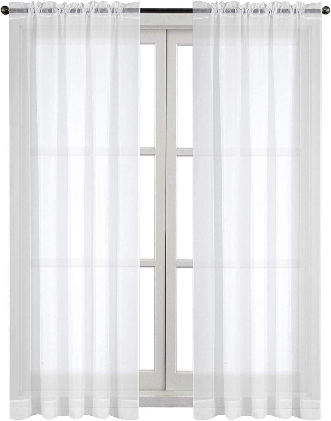 Utopia Bedding 2 Panels White Sheer Curtains W54 X L84 Sheer Voile White Luxurious High Thread Window Curtains B01DKS3OOM