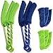 SENHAI Duster, Set of 2 Microfiber Cleaner Brush for Window Blinds, Air Conditioner, Vent, with 2 Extra Sleeves, Blue & Green, ABS Material