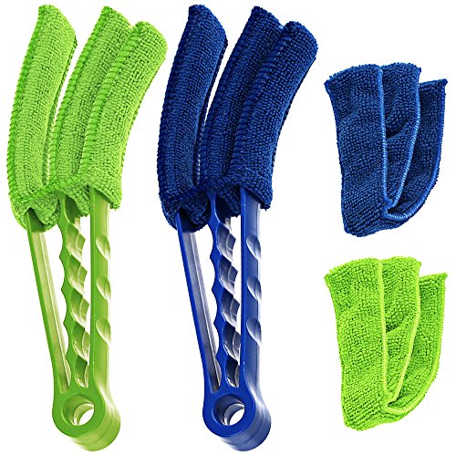 Microfiber Blind Duster, SENHAI Set of 2 Cleaner Brush for Window Shutters Vent Air Conditioner, Dust Collector Cleaning Cloth Tool, With 2 Extra Microfiber Sleeves