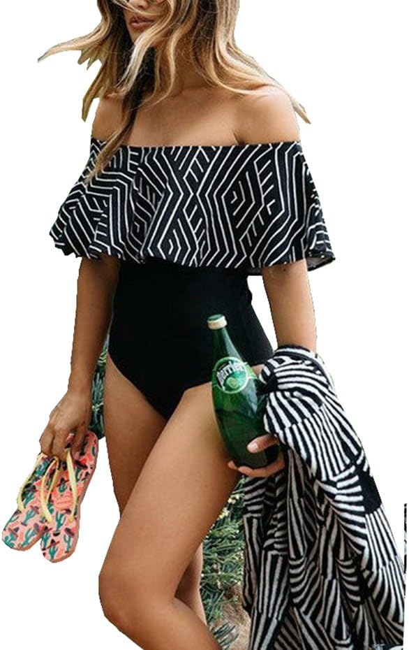 MOMTUESDAYS2 Women One Piece Beachwear Swimwear Monokini Push-Up Padded Bikini (S, Black)