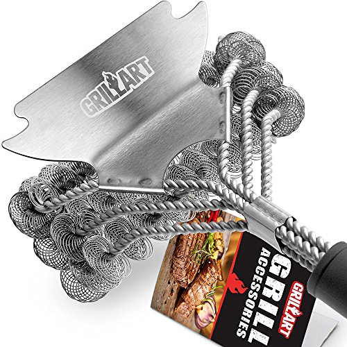 GRILLART Grill Brush Bristle Free - Safe BBQ Cleaning Grill Brush and Scraper - 18" Best Stainless Steel Grilling Accessories Cleaner for Weber Gas/Charcoal Porcelain/Ceramic/Iron/steel grill Grates - Thumbnail 7