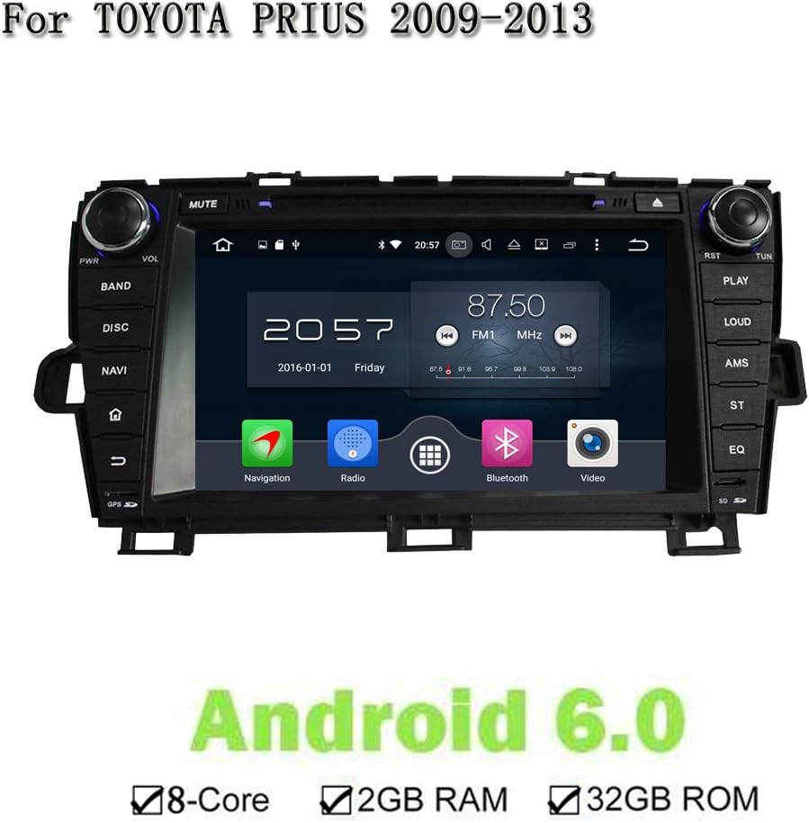 3G/4G Android 6.0.1 Octa Core 2GB RAM Car DVD Multimedia Head Unit For Toyota PRIUS 2009-2013 GPS Navigation Radio BT Wifi
