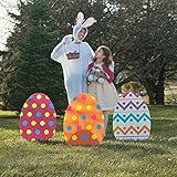 ASSORTED PRINTS Set of 4 whimsical colorful large Jumbo Spring Easter Egg Yard sign garden decoration