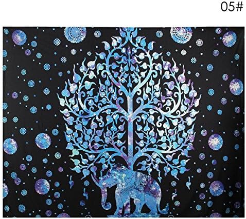 Indian Decor Mandala Tapestry Wall Hanging Hippie Throw Bohemian Twin Bedspread Fantasy Blue Tree