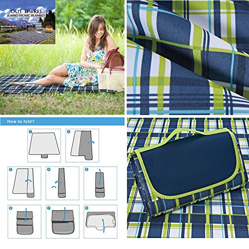 Compact Waterproof Picnic Blanket Tote, Outdoor Sand Proof Blanket Mat for Beach Family Camping Hiking Travelling, Beach Blanket Outdoor Picnic Mat Chic Style - Thumbnail 6