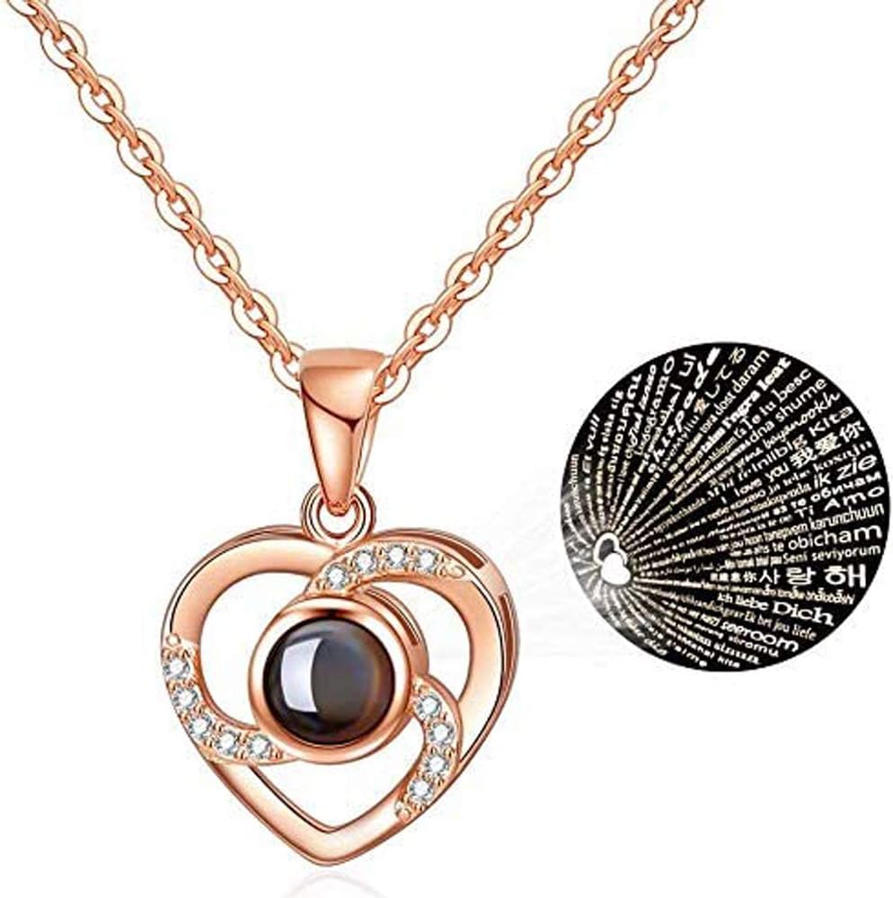 Amazon Com Handmade Preserved Rose Gift Box With Forever Rose And Love You Necklace In 100 Languages Enchanted Flower Gift For Girlfriend Mother Wife On Anniversary Valentine S Day Mother S Day Christmas Day Kitchen