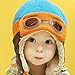 Fullkang Baby Boys Earflap Hat, Winter Warm Pilot Aviator Crochet Caps (Blue)