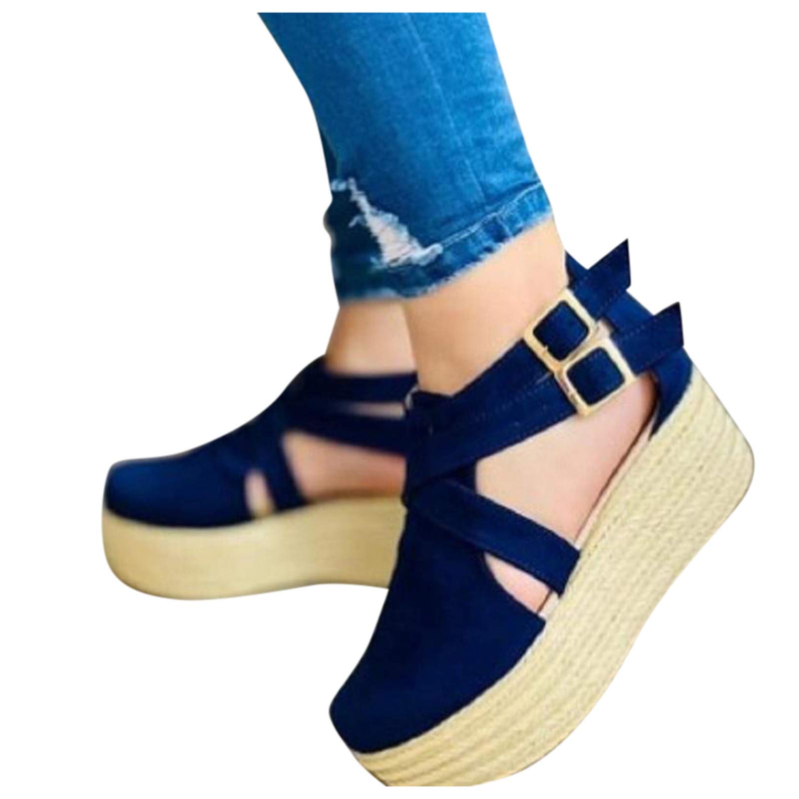 Wedge Sandals For Women Platform Strappy Polka Dot Lace Up