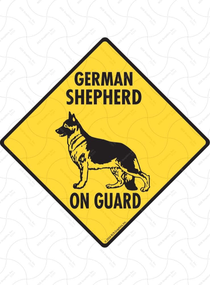 Warning! German Shepherd On Guard Aluminum Dog Sign - 6" x 6"