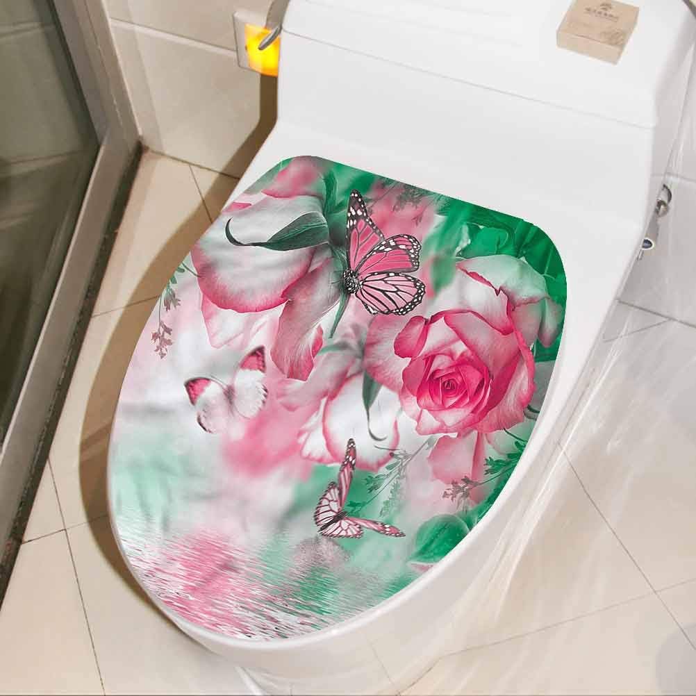 Removable Wall Decal Spring Rose Petals Butterfly Funny Decoration Bathroom Sticker Funny Vinyl Wall Art Decor Set 8 X 11 Inch Amazon Com