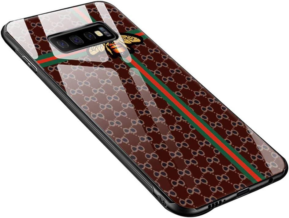 Anyos Compatible with Galaxy S10 Plus Case, Tempered Glass Pattern Painted Mirror Bumper Cover for Galaxy S10+