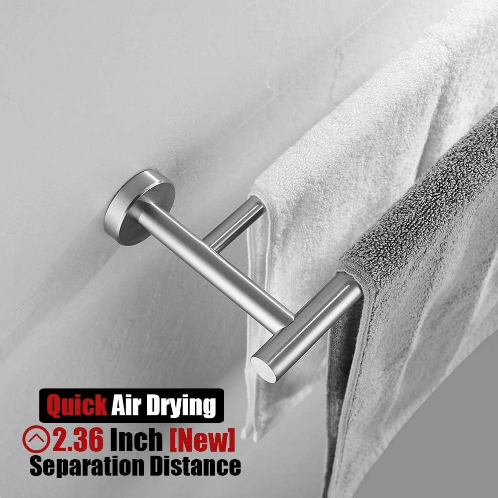 JQK Double Bath Towel Bar, 30 Inch Stainless Steel Towel Rack for Bathroom, Towel Holder Brushed Finished Wall Mount, 33 in Total Length, TB100L30-BN: Home & Kitchen