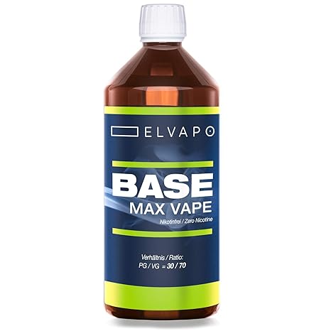 Elvapo BASE - Max Vape | 1000ml / 1L | 30/70 (PG/VG) | Basisliquid für das Mischen von E-Liquids mit Aromen (für E-Zigaretten