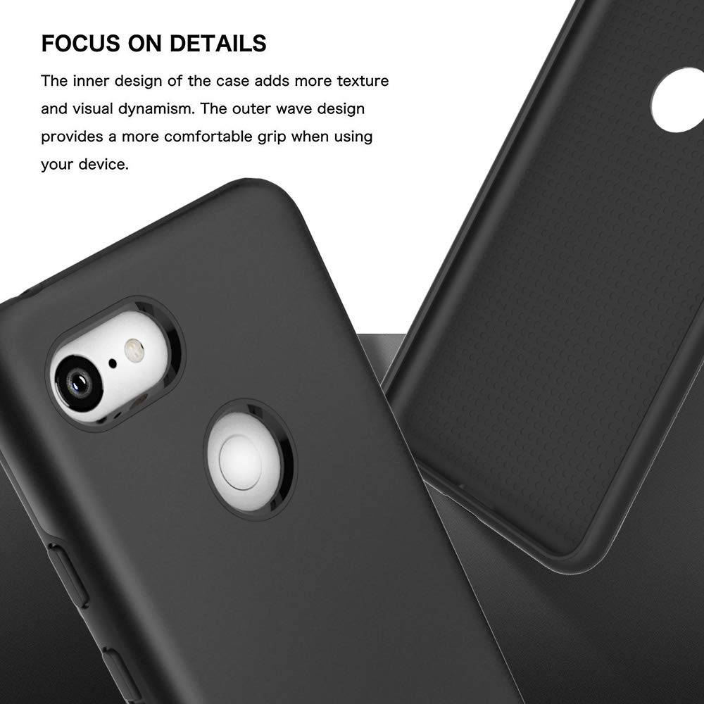 Google Pixel 3 XL Case, Androgate Hybrid Matte Shock Absorption Protective Back Cover Bumper Case for Google Pixel XL3, Black