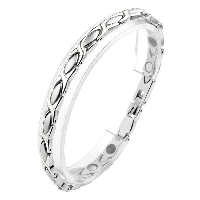 Zysta Schmuck Damen Edelstahl Armband Magnetarmband X Oliven Form Link Gesundheit Magnet Partnerarmbaender Damenarmband Armre