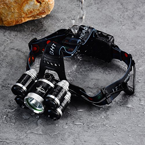 LED Cree Headlamp,hardhats 4 Modes 5T6 and Waterproof,Bright, Rechargeable Headlight Flashlight Torch,hat,Helmet Light,for Hiking,camping,running ,car light,Cycling,headlamps 18650 Batteries Include