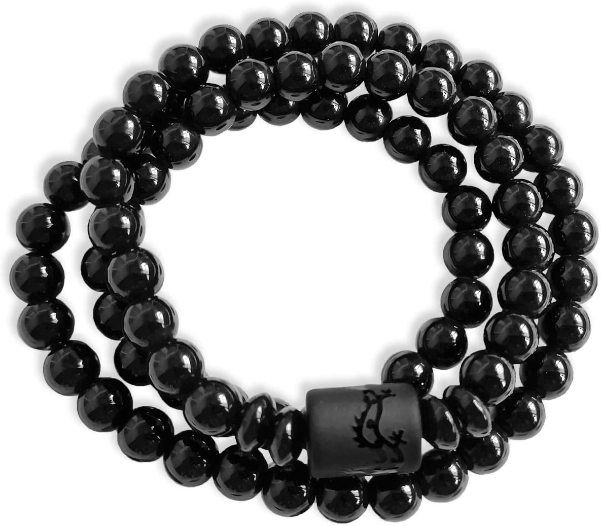 DarkEagle Obsidian Bracelet for Men, Attractive 8mm Stretchy Chakra Bracelet- Odour-Free Buddha Bracelet - Charming (1-Pack)