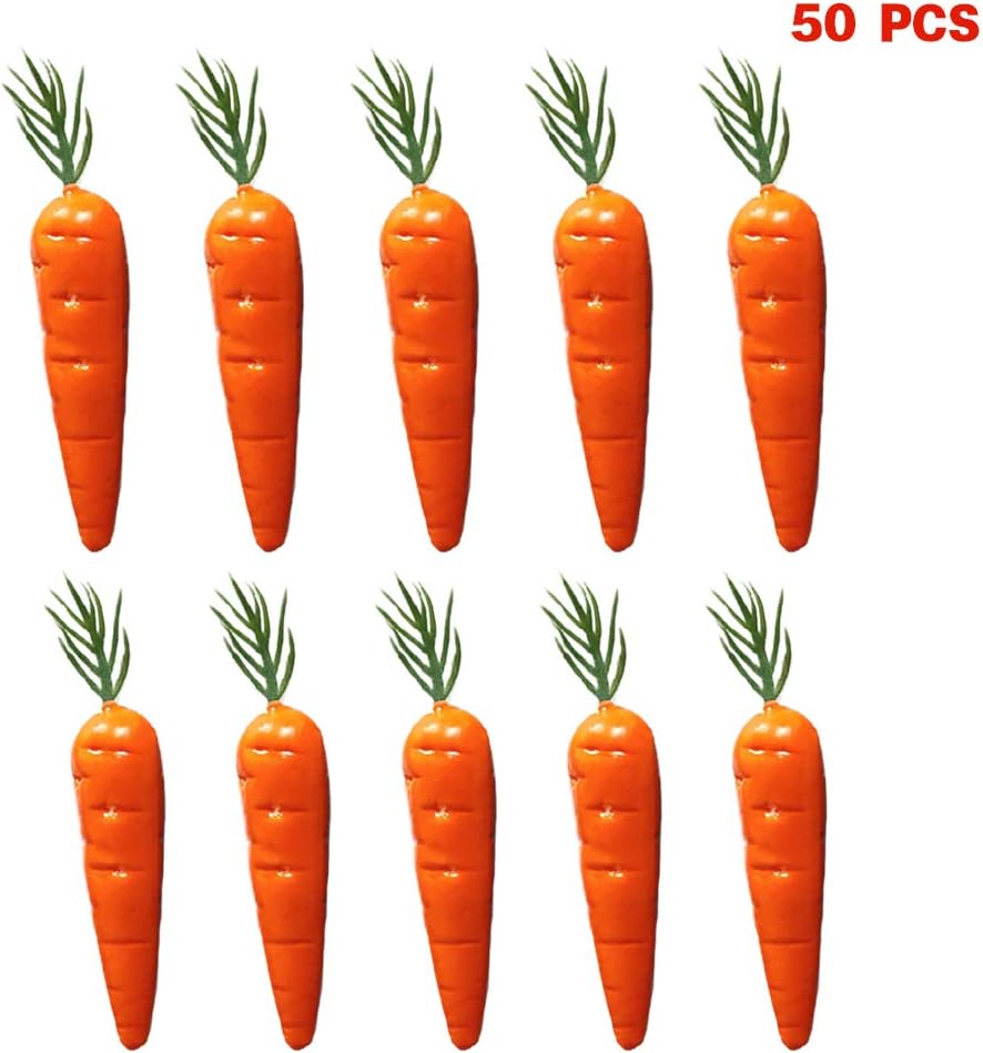 Rbxibibx Artificial Fruit 50pcs Realistic Lifelike Artificial Carrot Simulation Fake Fruit Vegetable Food Display Home Party Kitchen Decoration
