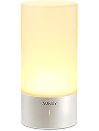 AUKEY Table Lamp, Touch Sensor Bedside Lamps + Dimmable Warm White Light & Color Changing RGB for Bedrooms