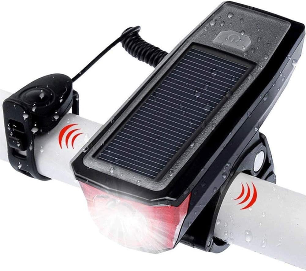 Amazon 自転車ライトソーラー 350ルーメン 高輝度 ソーラー充電 Usb充電式 Ipx4 防水 自転車ライト 自転車用ベル付き 夜のサイクリング ウォーキング キャンプ 釣りに最適 Ironwood Banana ヘッドライト