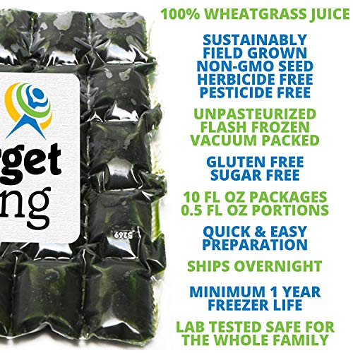 On Target Living Wheatgrass Juice - 50 Fl Ozs - $1.99 Per Oz - 100% Wheatgrass Juice - Field Grown - Flash Frozen - Unpasteurized - 100 x 0.5 Fl Oz Portions