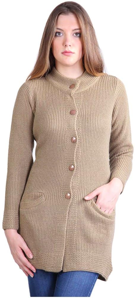 montrex acro wool winter long coat for women, girls (brown)