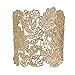 eManco Adjustable Vintage Lace Wide Cuff Bangles Bracelets for Women Yellow Gold Plated Jewelry