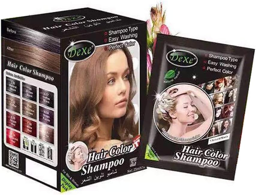 Instant Hair Dye Hair Color Shampoo Semi-Permanent Hair Shampoo - 10-Bag/Box (Chestnut brown)